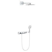 Sistem de dus cu termostat Grohe SmartControl 360, incastrat, 2 functii, anti-calcar, para dus inclusa, crom/alb