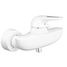 Baterie dus Grohe Eurostyle, monocomanda, 1/2, cartus ceramic, protectie reflux, limitator debit/temperatura, maner gol, alb