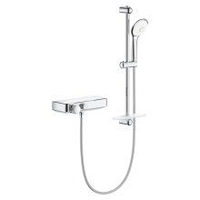 Sistem de dus cu termostat Grohe Grohtherm SmartControl, montare aparenta, butoane push&turn, 3 functii, etajera, CoolTouch, Crom