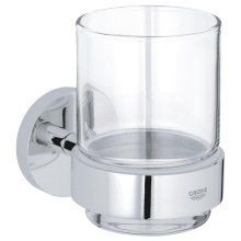 Pahar cu suport Grohe Essentials 40447001, fixare perete ascunsa, Sticla/ Crom