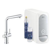 Baterie bucatarie Grohe Blue Home 31454001, monocomanda, sistem filtrare apa, racire apa si apa carbogazoasa, 3 nivele mineralizare, pipa tip L, pivotanta, Crom