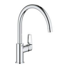 Baterie bucatarie Grohe Bauloop 31368001, 3/8, monocomanda, pipa inalta, tip C, cartus ceramic, pivotanta, limitator, Argintiu