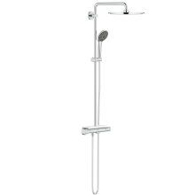 Sistem de dus Grohe Vitalio 310 26401000, 1/2 inch, aparent, termostat, 310 mm, 1.75 m, 3 pulverizari, anti-calcar, etajera, Crom