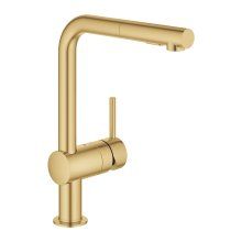 Baterie bucatarie Grohe Minta 30274GN0, 3/8, monocomanda, Tip L, pipa inalta, dus extractabil, 2 functii, pivotanta, limitator, mat, Cool sunrise
