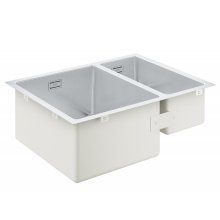 Chiuveta bucatarie Grohe 31577SD1, montare in blat, 2 cuve, sistem de scurgere, Argintiu