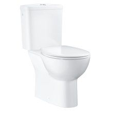Set vas WC Bau Ceramic 39346000, montare pe podea, evacuare verticala, clatire prin jet, rimless, rezervor aparent, Alb