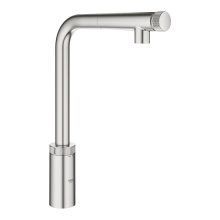 Baterie bucatarie Grohe Minta Smartcontrol 31613DC0, 3/8, pipa inalta, tip L, dus extractabil, 2 functii, control push&turn, pivotanta, limitator, Gri