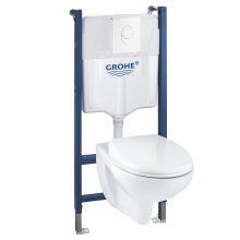 Pachet 4 in 1 Grohe Solido 39398000, suspendat, cadru, placuta, prinderi, capac, alb