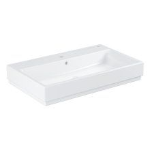 Lavoar Grohe Cube Ceramic 3946900H, 80 x 49 cm, montare pe blat/suspendat, PureGuard, preaplin, alb