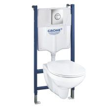 Pachet WC 6 in 1 Grohe Euroceramic 39537000, suspendat, cadru, capac, placuta, antifonare, Alb