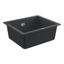 Chiuveta compozit Grohe 31654AP0, 53.3 x 45.7 cm, montare sub blat, evacuare manuala, Kit montaj si evacuare inclus, Negru granit