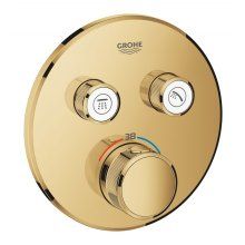 Baterie dus Grohe Grohtherm Smartcontrol 29119GL0, 2 iesiri, termostat, push&turn, masca metalica, filtru impuritati, necesita set fixare, lucios, Cool Sunrise
