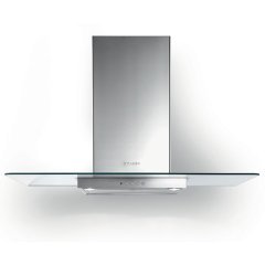 Hota decorativa Faber NICE LED SRM X/V A90, 90 cm, 420 m3h, 66 dB, 1 motor, filtru aluminiu, clasa C, butoane push, Inox/ Sticla