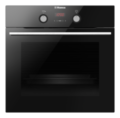 Cuptor incorporabil Hansa Integra BOES68465, display, butoane retractabile, 8 functii, ventilator, grill, sine laterale, anti-amprenta, 65 L, clasa A, negru