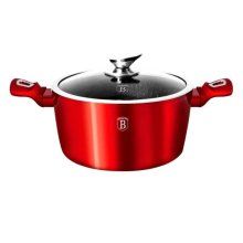 Set oala marmorata si capac, antiaderenta, inductie, 24 cm Burgundy Metalic Line Berlinger Haus BH 1257N