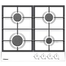 Plita incorporabila Hansa BHGW63050, 60 cm, Gaz, 4 arzatoare, comenzi frontale, siguranta, aprindere electrica, gratar fonta, email alb