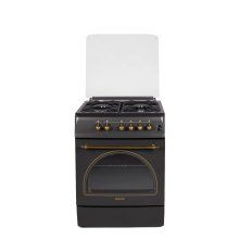 Aragaz rustic Serreno SER 6604RNM/FE1, Gaz, Aprindere electrica, Negru-mat