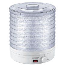 Deshidrator de alimente Concept SO1020, 245 W, 9 tavi, tava 32cm, ventilator , 35-70 grade C, Alb