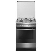 Aragaz cu gaz Hansa FCGX61109, 60 cm, 4 arzatoare, programator, 2 functii, grill, rotisor, aprindere electrica, siguranta, capac sticla, sertar depozitare, 56 L, clasa A, inox