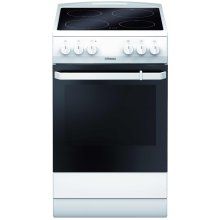 Aragaz electric Hansa FCCW580009, 50 cm, 4 zone, 8 functii, grill, ventilator, sertar depozitare, 62 L, clasa A, alb