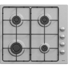 Plita pe gaz incorporabila Gorenje G640SX, 4 arzatoare, putere 6.8 kW, aprindere electrica, dispozitiv siguranta arzatoare, Argintiu