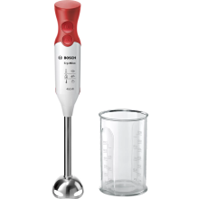 Mixer vertical Bosch MSM64110, 450 W, SoftTouch, functie Turbo, AntiSplash, Rosu/Alb