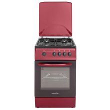 Aragaz NobelTek NLT 1065BD/G1, Gaz, 4 arzatoare, Dispozitiv siguranta plita si cuptor, 50 x 60 cm, Rosu Bordeaux